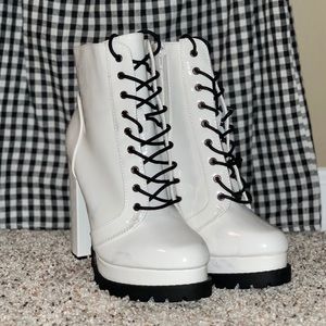 Faux Leather Lace-Up Booties